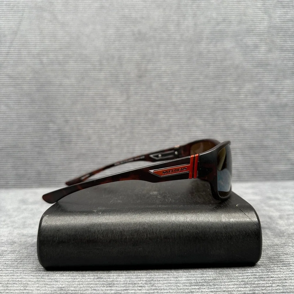 Skechers SE5085 TOR-1P Polarized Y2K Sunglasses Tortoise Orange Rectangular Wrap